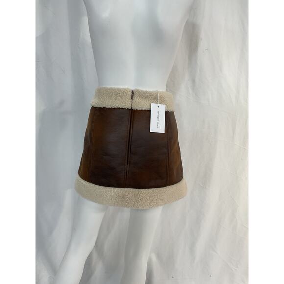 Lovers And Friends 'Luanne' Brown Faux Leather Mini Skirt Size M - NWT - Picture 3 of 5